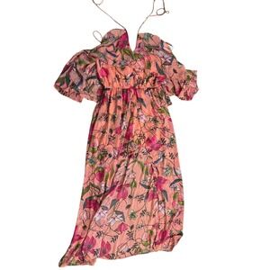 GB Floral Maxi Dress Cold Shoulder Ruffle Pink Summer Party Dress Large